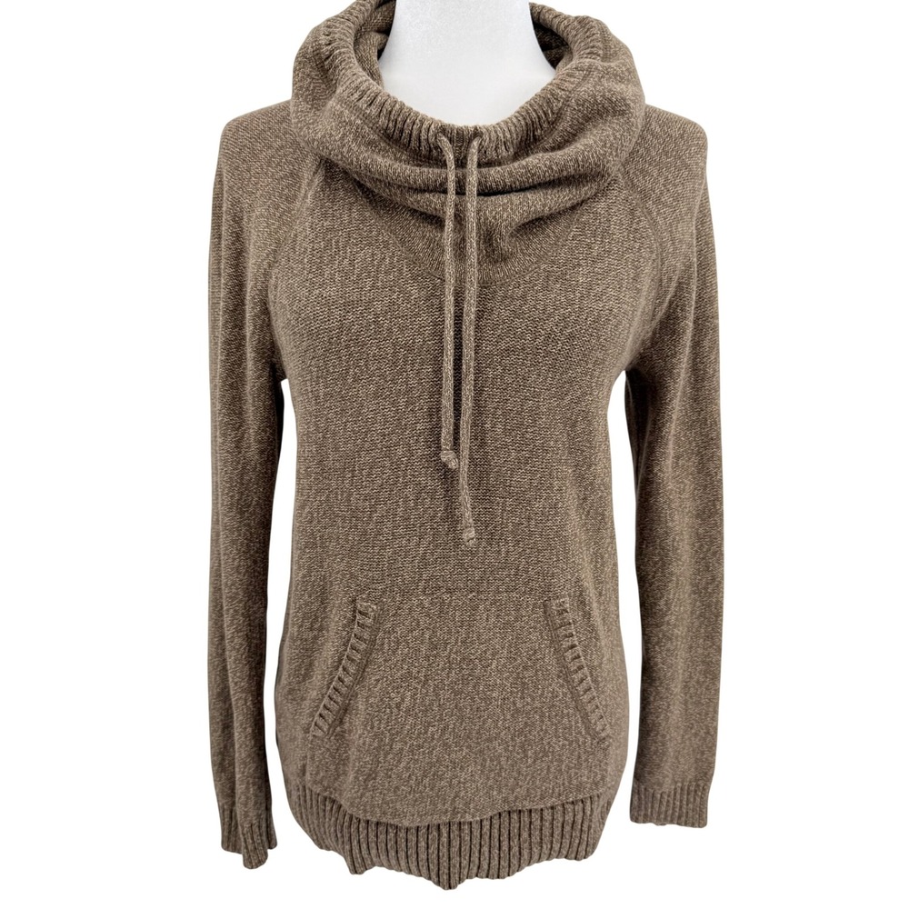 Lauren Jeans Ralph Lauren Knit Funnel Neck Pullover Sweater Brown Marled Tie‎ M